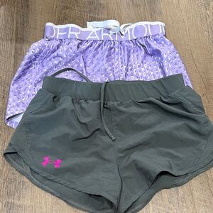 Under Armour Girl’s Black and Lavender Shorts Duo